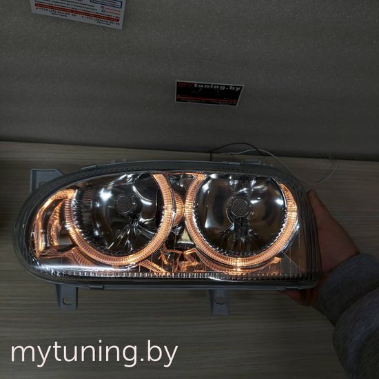 Передние фары angel eyes chrome для Volkswagen Golf 3