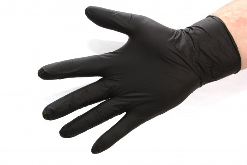 Glosswork Nythril Gloves Прочные нитриловые перчатки гладкие, цвет черный/50 шт, L