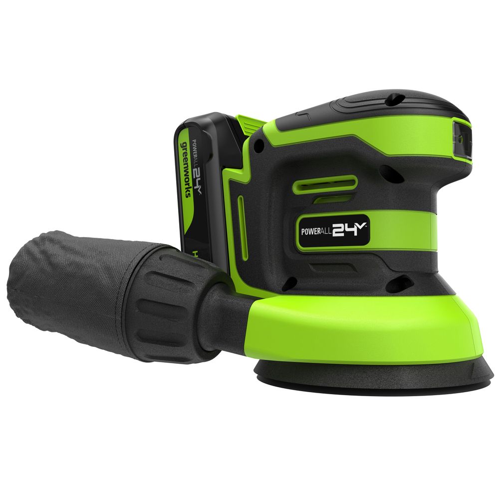 Эксцентриковая шлифмашина акк. Greenworks OS325, 24V, 125 мм, 5000-8000-11000 об/мин, амплитуда 2.4 мм,1х2Ач,ЗУ,кор (3100907CUA)