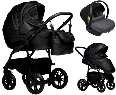 Детская коляска Indigo Indigo Special New 3 в 1 с автокреслом Avionaut Cosmo Grey Is03 черная кожа