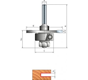 Фреза пазовая трехлучевая с подшипником 50,8 х 3,0, L=14,4 с хв. 6мм FREUD PRO 63-11406