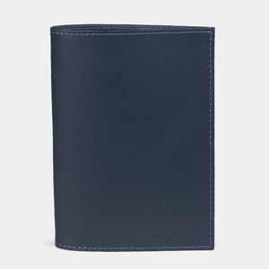 Обложка для паспорта из натуральной кожи теленка, синего цвета