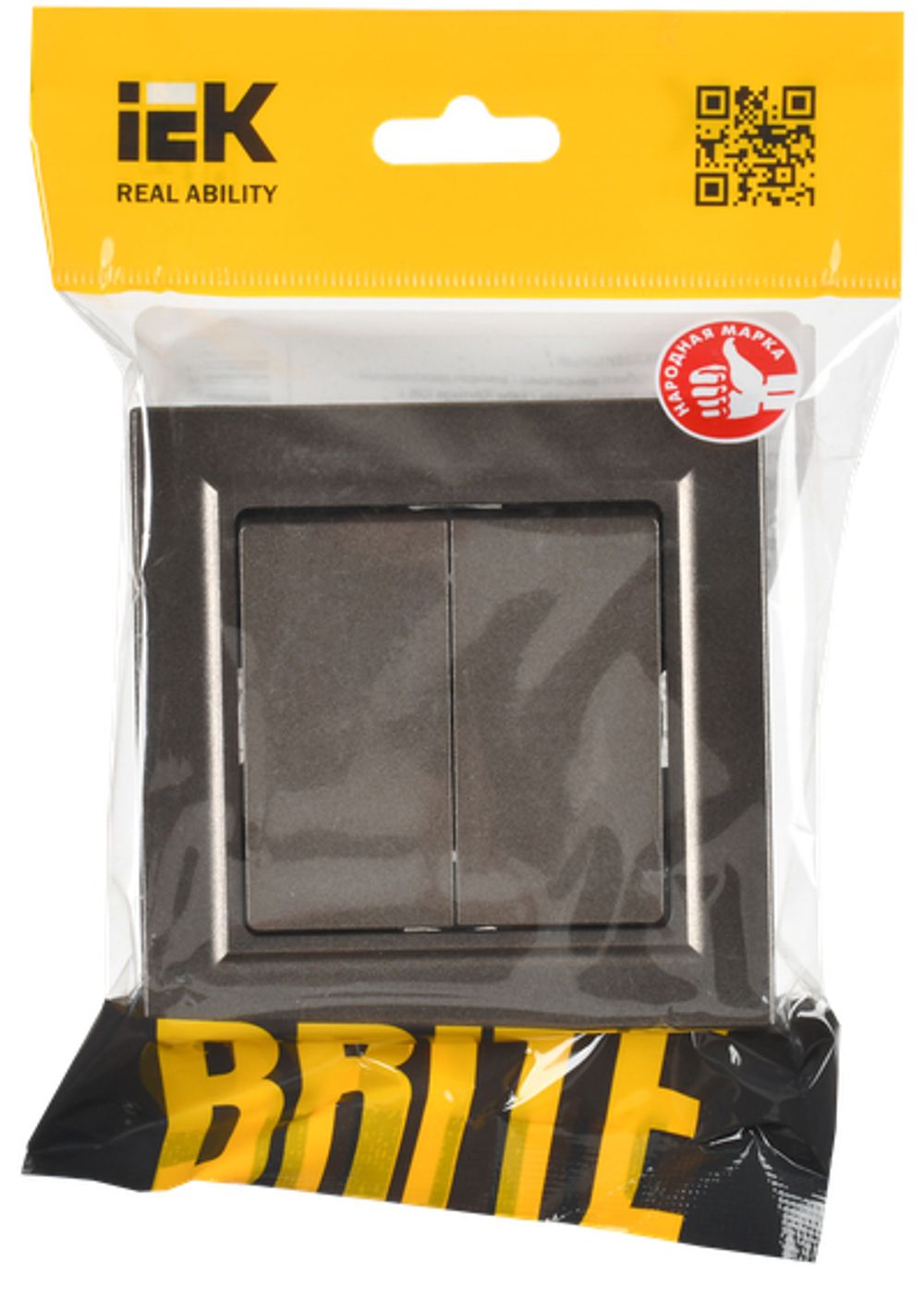 BRITE Выключатель 2-клавишный 10А в сборе ВСР10-2-0-БрТБ темная бронза IEK