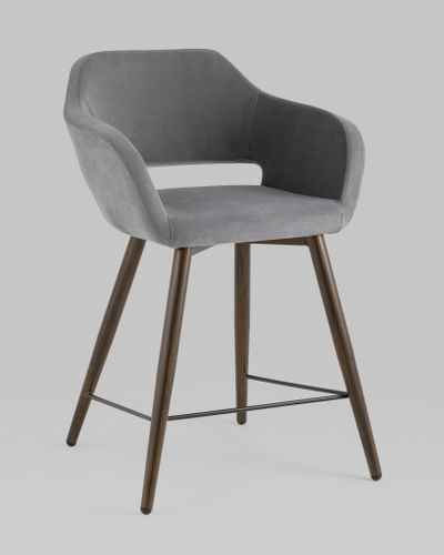 Стул полубарный Саймон велюр тёмно-серый