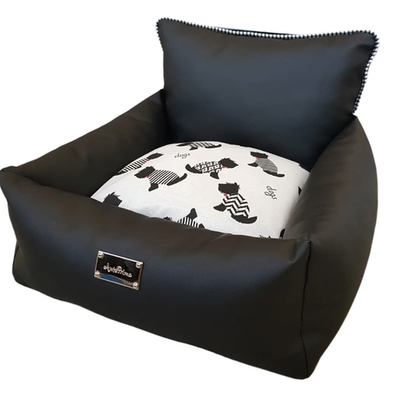 Anteprima лежак для животных "aurora", черный с собачками, 47х47х25/15см (италия)!