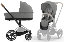 Коляска 3 в 1 Cybex Priam IV Chrome Brown complete и автокресло Cloud T i-Size Sepia Black Plus Mirage Grey