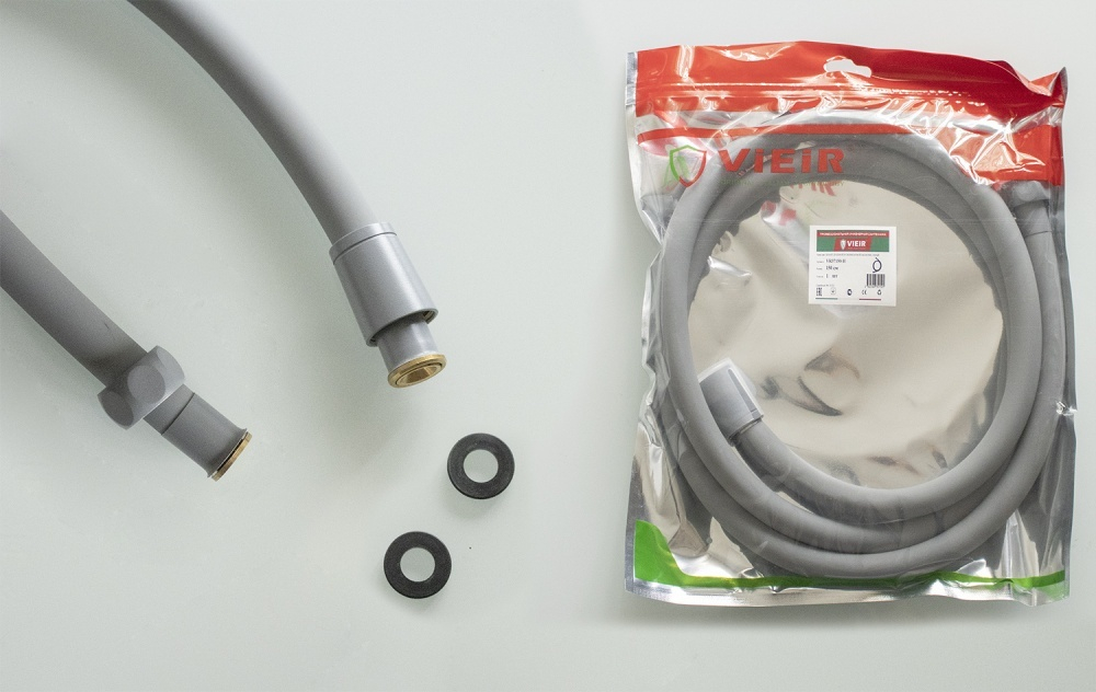 Шланг для душа 150см СИЛ.СЕРЫЙ (в пакете, 360°) ViEiR  (50/1шт)