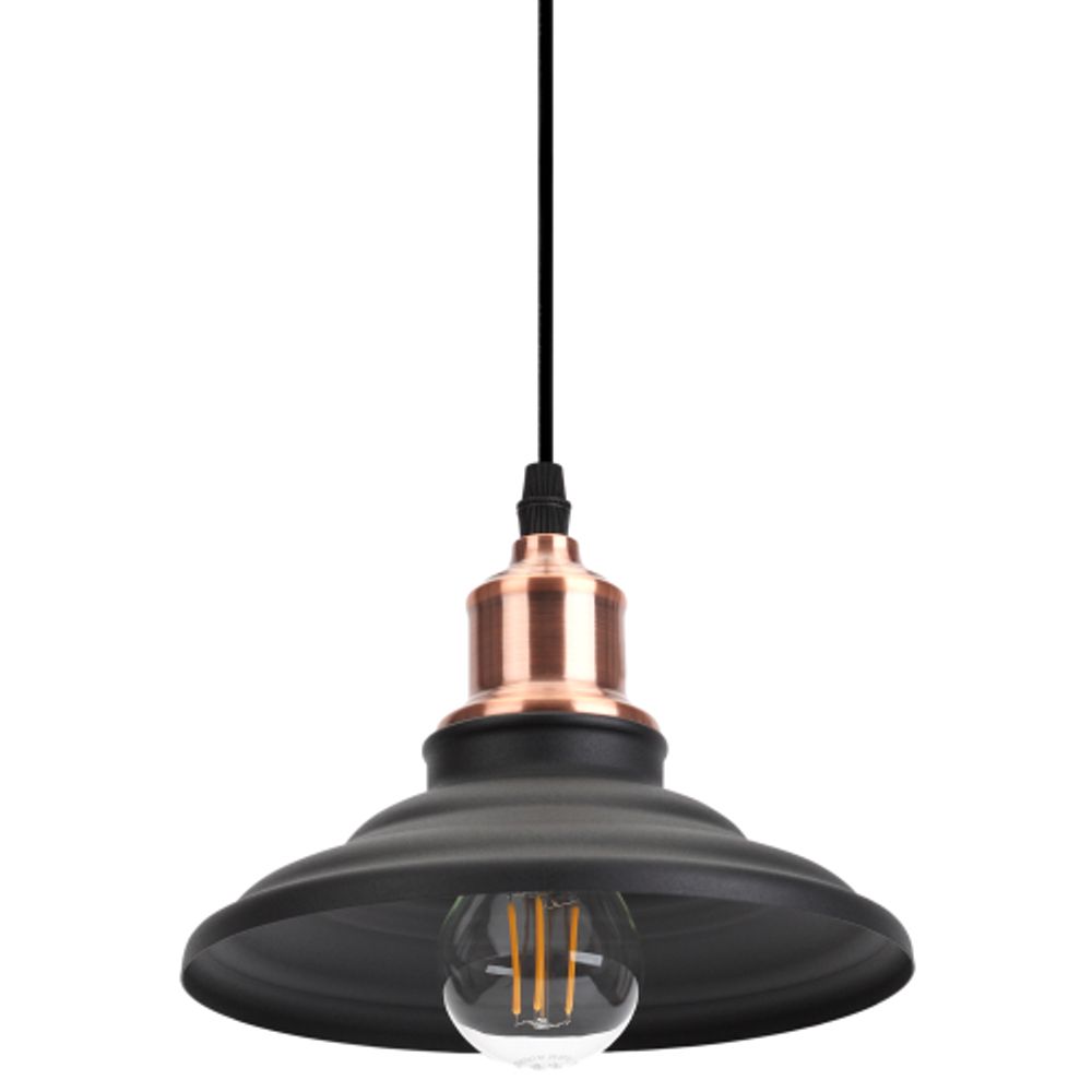 Светильник подвесной ЭРА PL4 BK/RC под лампу E27 высота плафона 80мм подвеса 800мм черный/медь
