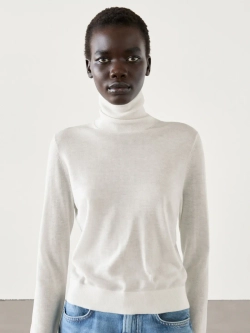 Massimo Dutti Свитер с высоким воротником, натуральный, кремовый
