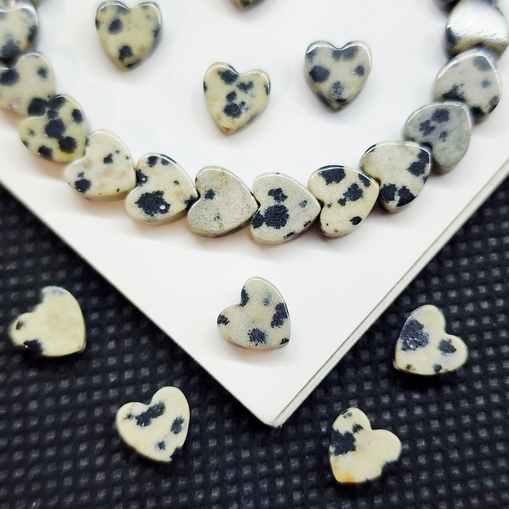 Порфир (яшма далматиновая), бусины сердце, сердечко 6мм