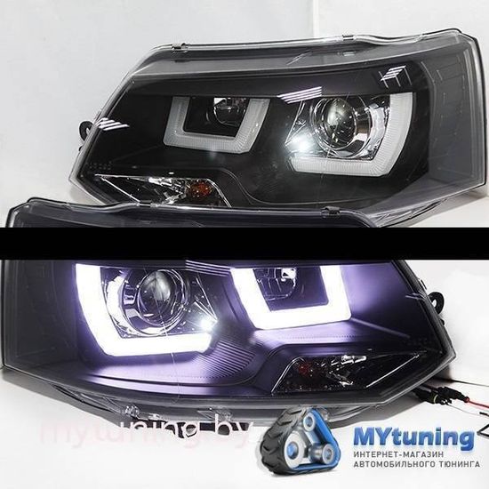 Передние фары U-TYPE BLACK для VW T5