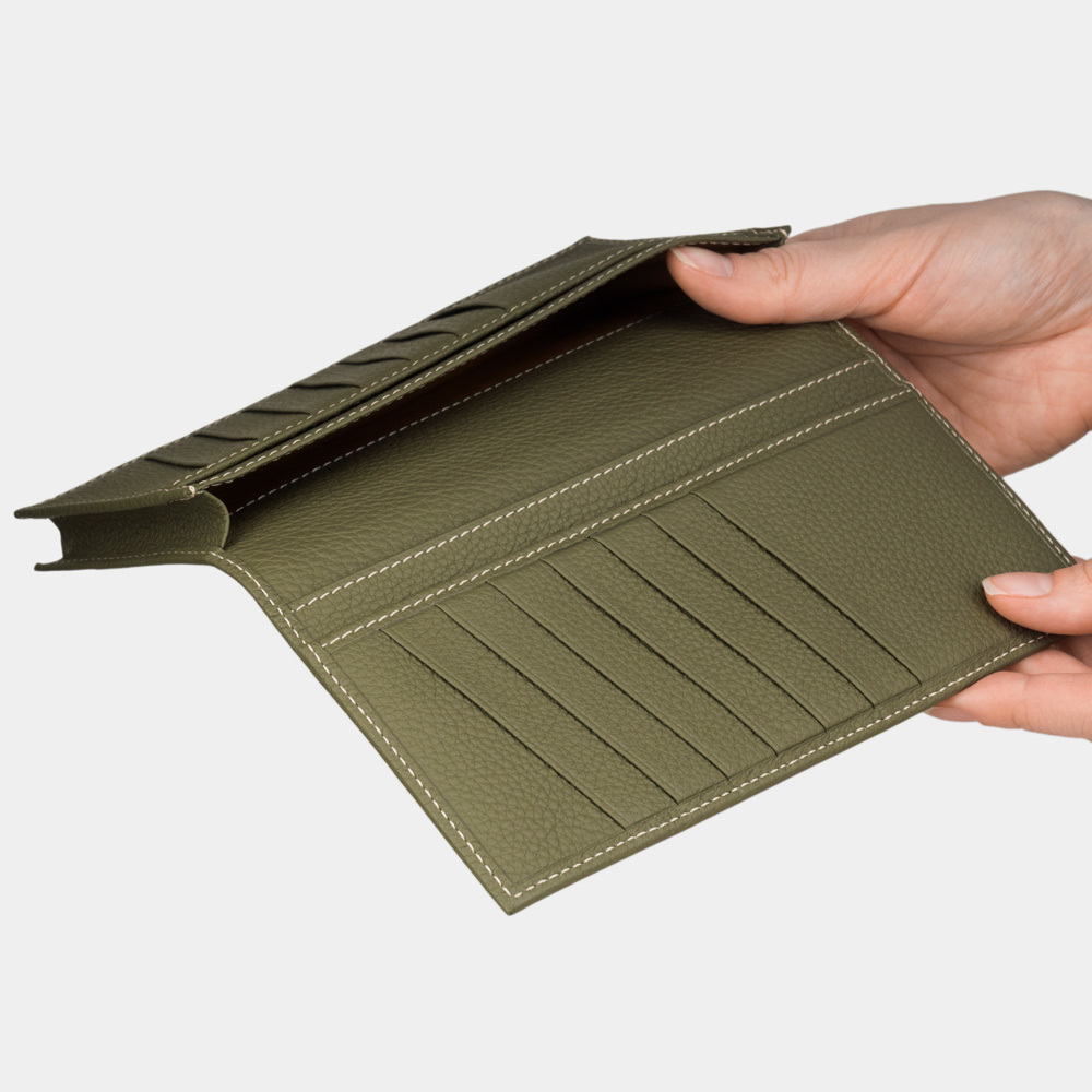 Мужской кожаный кошелек, теленок зеленого цвета