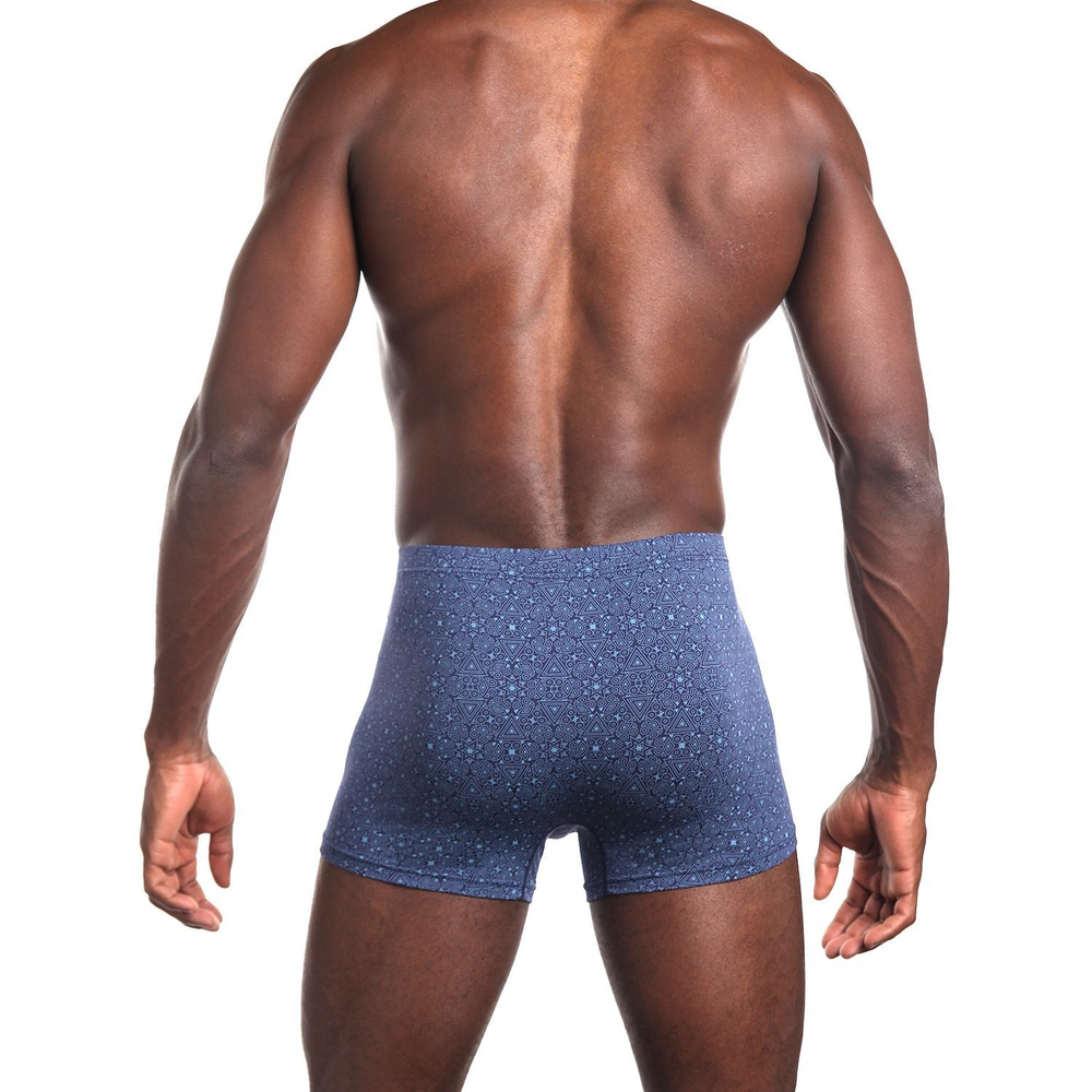 Мужские трусы-боксеры с принтом в виде звезд и треугольников (Размер: XXL) (Цвет: синий)