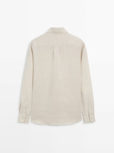 Massimo Dutti Рубашка классического кроя из 100% льна, бежевый