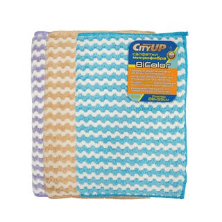Салфетка микрофибра "City UP-187"BiColor (3шт) 28х55см