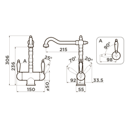 Смеситель для кухни Omoikiri Amagasaki-DC Темный шоколад 4994070 схема