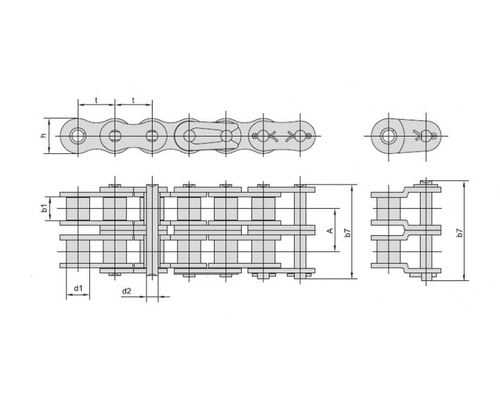 Звено (полузвено) переходное двухрядной цепи (2ПР-15,875-4540) привода малого редуктора