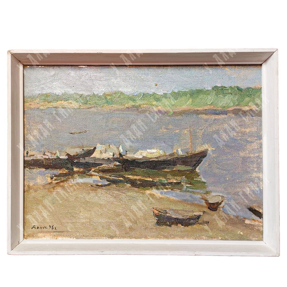 Динес Ю. С. Русское поле. Этюд. Картон, масло. 1950 г.