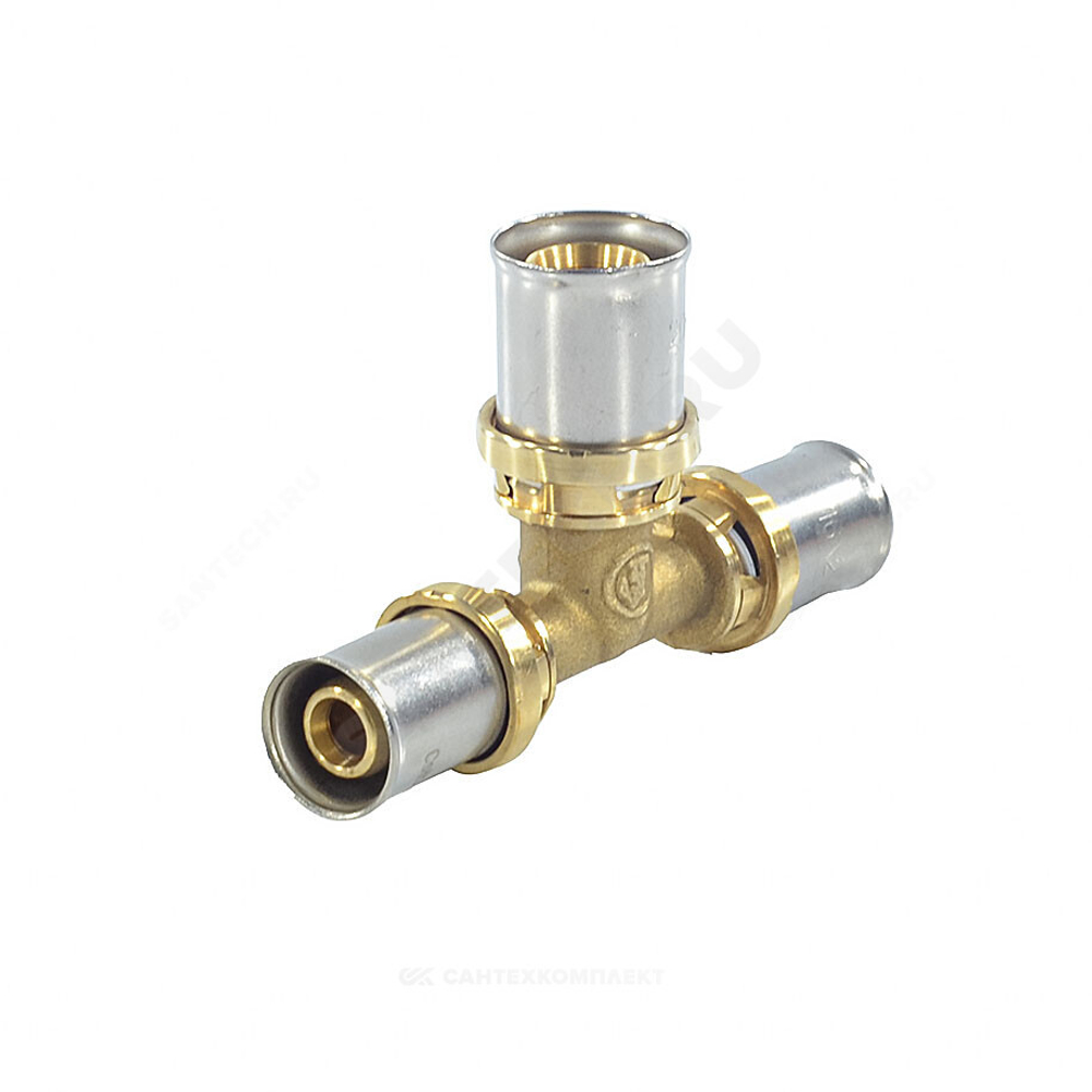 Тройник переходной для МП/PE-X труб латунь пресс Дн 16х20х16 RM151 Giacomini RM151Y045