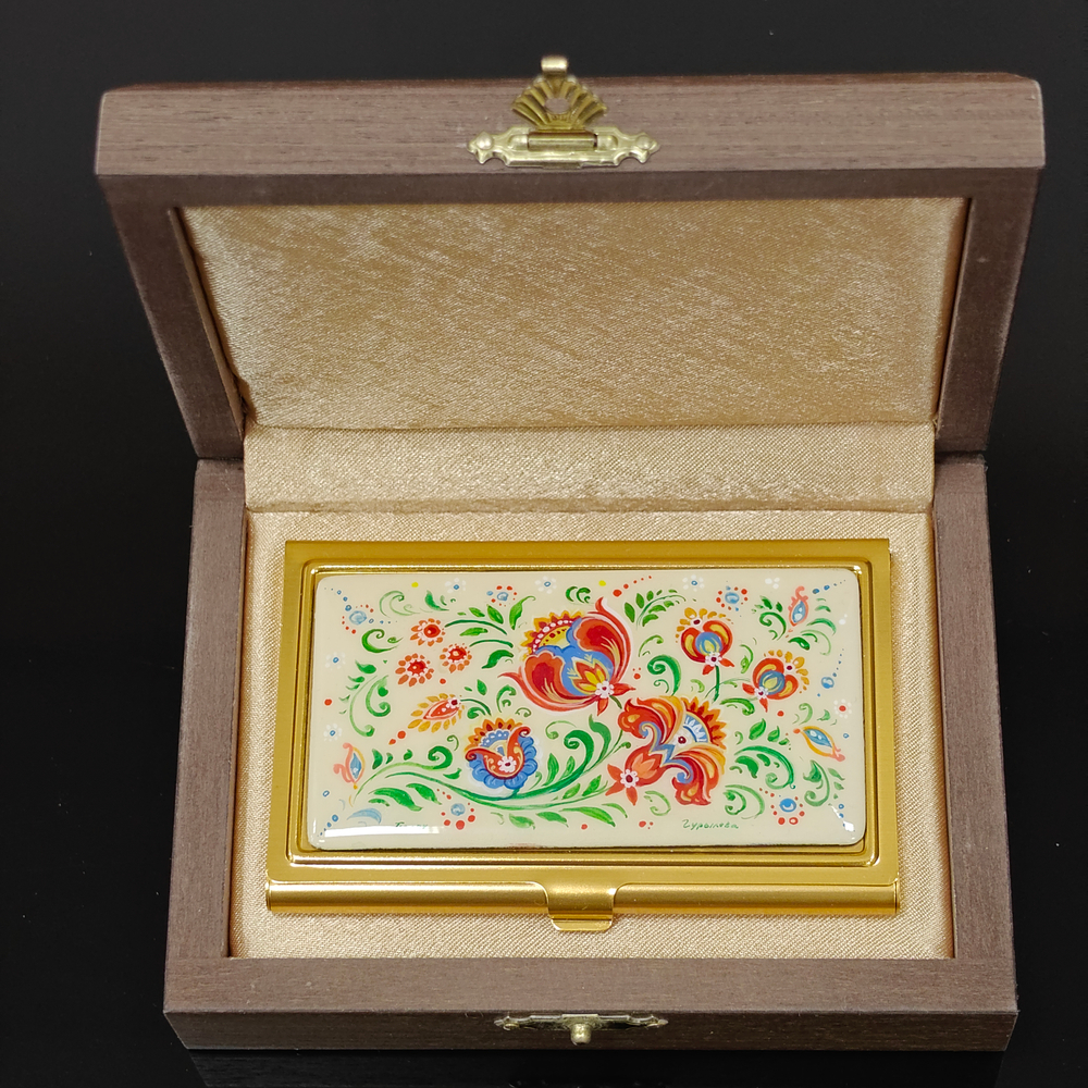 Визитница "Русские узоры" №2 (роспись Палех)