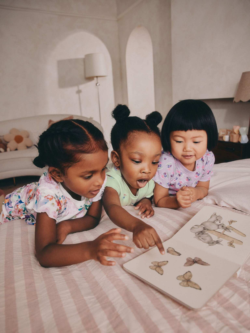 Пижама для девочки Next AC0-788, 3 шт., Салатовый, Сиреневый, Молочный