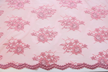 Гипюр стрейч металлик розовый