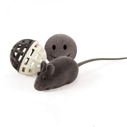 Игрушка для кошек Набор 2 мяча и мышка велюровая, TRIOL