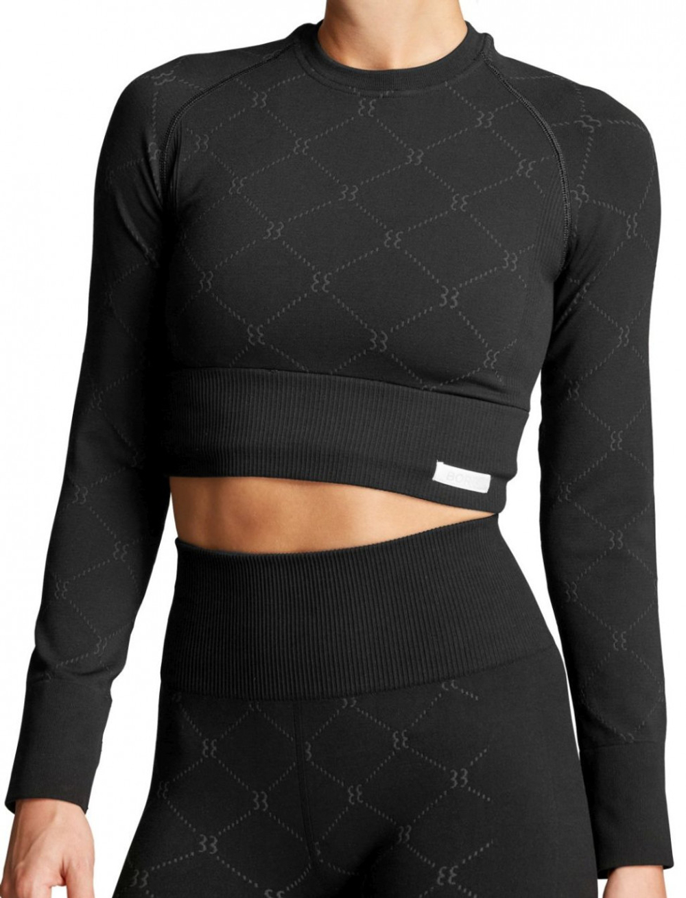 Женская теннисная футболка (dł. Рукава) Björn Borg Stockholm Seamless Crop Top W - black beauty