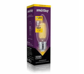 Светодиодная (LED) Лампа FIL Smartbuy-C37-8W/3000/E27