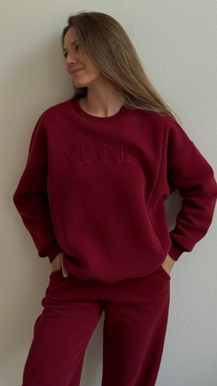 Свитшот Мама премиум утепленный, Винный