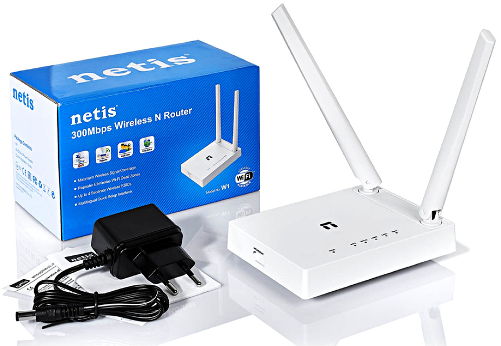 Wi-Fi роутер Netis W1 N300, Ethernet RJ-45/SFP, 2 LAN-порта, 300 Мбит/c