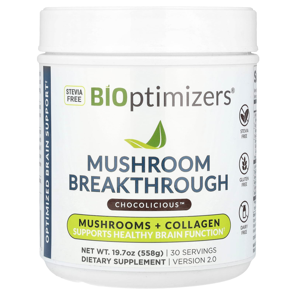 BIOptimizers, Mushroom Breakthrough, Mushroom + Collagen, Chocolicious ™, 558 г (19,7 унции)