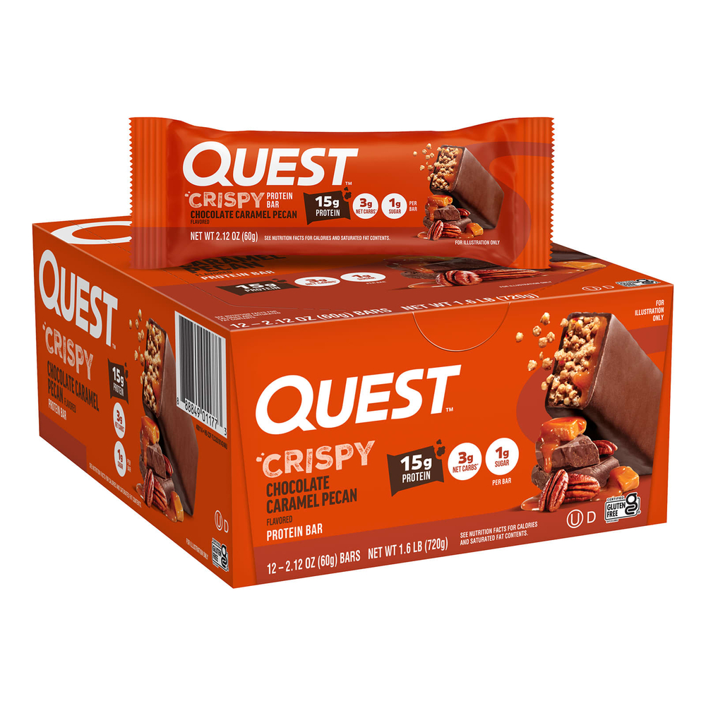 Quest Nutrition, Hero Protein Bar, хрустящий шоколад с карамелью и пеканом, 12 батончиков, 60 г (2,12 унции)