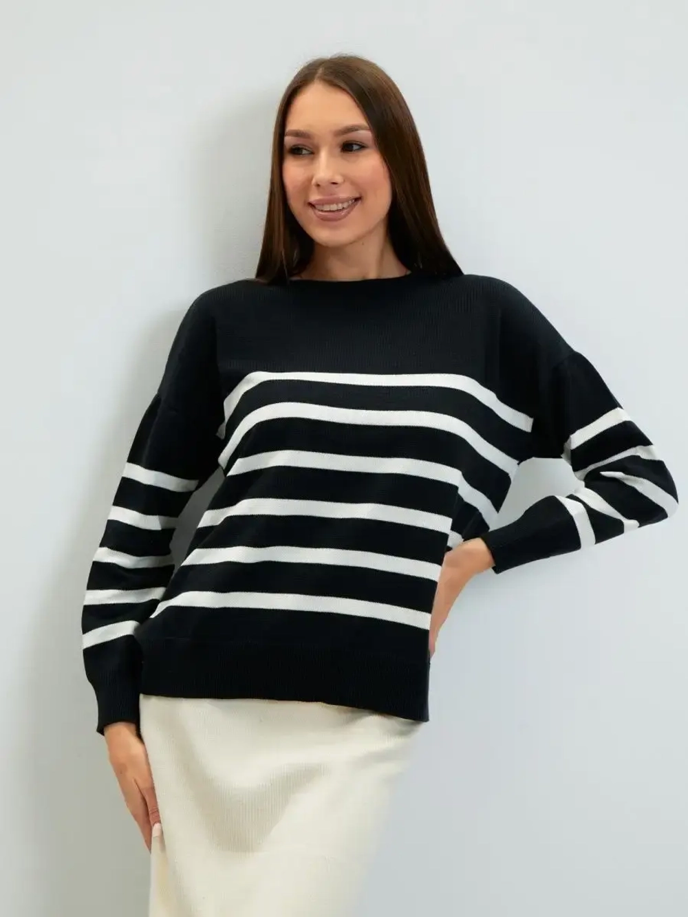 Джемпер в полоску вязаный