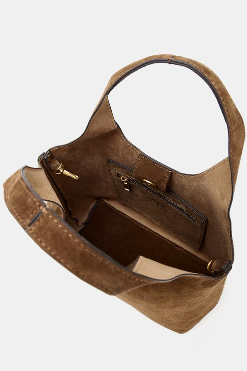 ZARA КОЖАНАЯ МИНИ-СУМКА-ШОПЕР, КОРИЧНЕВЫЙ