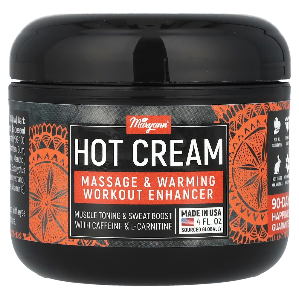 MaryAnn Organics, Hot-Cream, средство для массажа и согревающих тренировок, 4 жидк. унц.