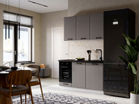 Кухня Призма 1,4 м белый/асфальт суперматовый (столешница - кастилло темный)