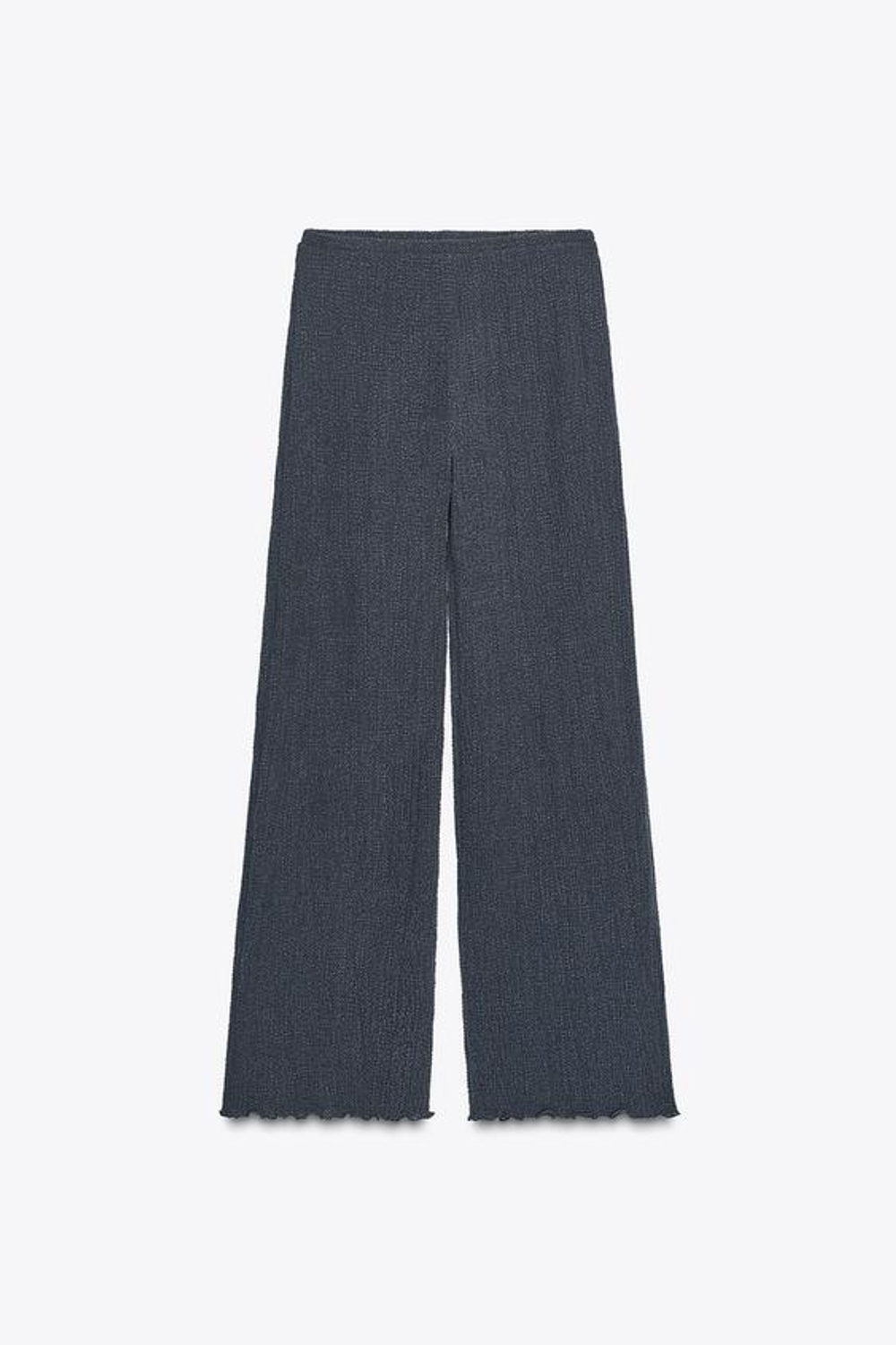 ZARA ПРЯМЫЕ БРЮКИ ИЗ ТКАНИ С ТЕКСТУРОЙ, СЕРО-СИНИЙ
