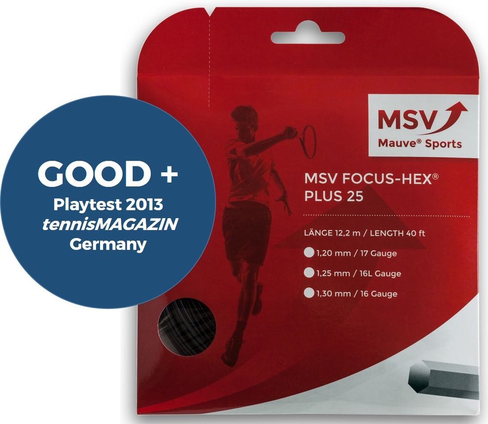 MSV Focus HEX® Plus 25 Tennis String 12m 1,25mm BLACK