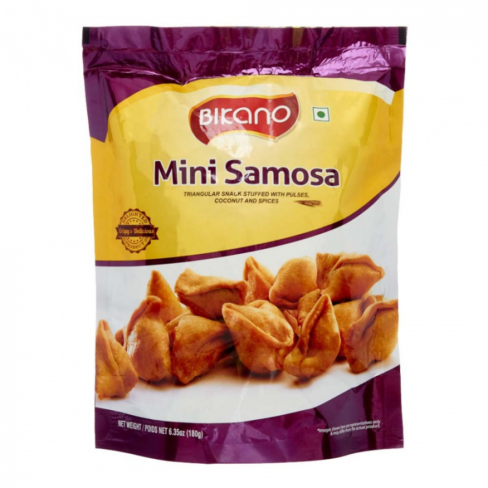 BIKANO Mini samosa Закуска с начинкой из бобовых кокоса и специй треугольная 180г