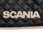 Ковры SCANIA 5 серии Р (автомат) (экокожа, черный, бежевый кант, бежевая вышивка)