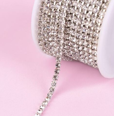 Цепь со стразами SS8 2,5мм, серебряный АУ 4325408