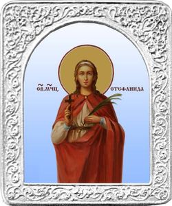 Святая Стефанида. Маленькая икона в серебряной раме.