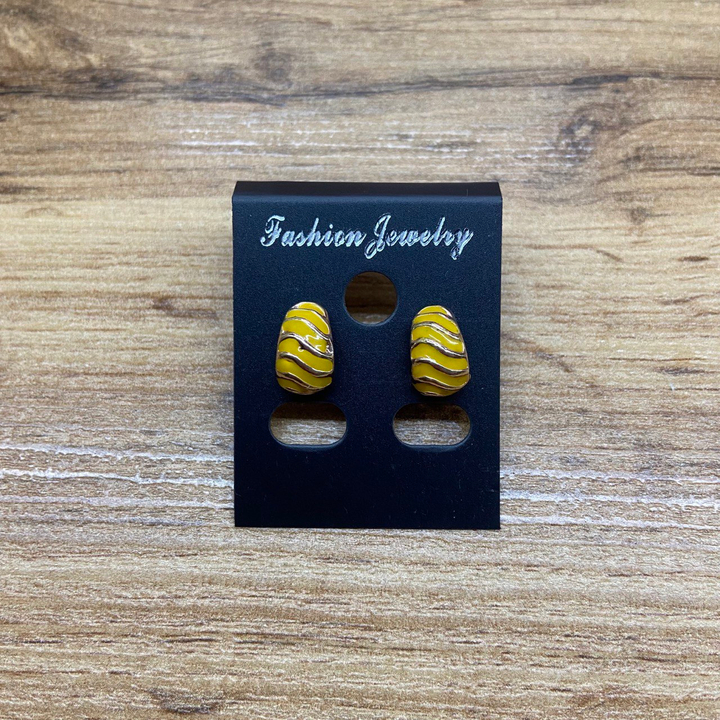 Серьги Small Ракушка эмаль цветная цвет желтый металл золотистый