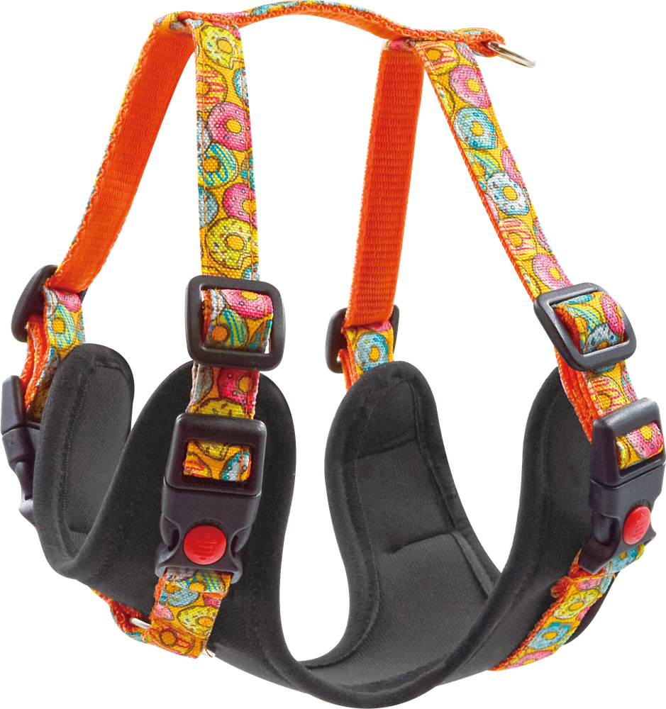 Шлейка ART LINE L, неопрен, капрон с принтом ПОНЧИКИ, 20 мм, ОГ 70-80 см, ОШ 50-60 см