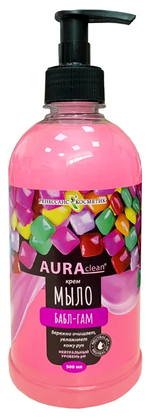 КРЕМ-МЫЛО AURA CLEAN ЖИДКОЕ БАБЛ ГАМ С ДОЗАТОРОМ 500МЛ 3177 6443