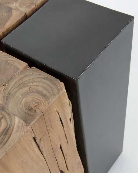 Журнальный столик Kwango 42х29 см, массив тика, металл