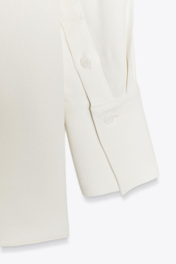 ZARA РУБАШКА С ВОРОТНИКОМ ПОЛО — ZW COLLECTION, ЖЕЛТОВАТО-БЕЛЫЙ