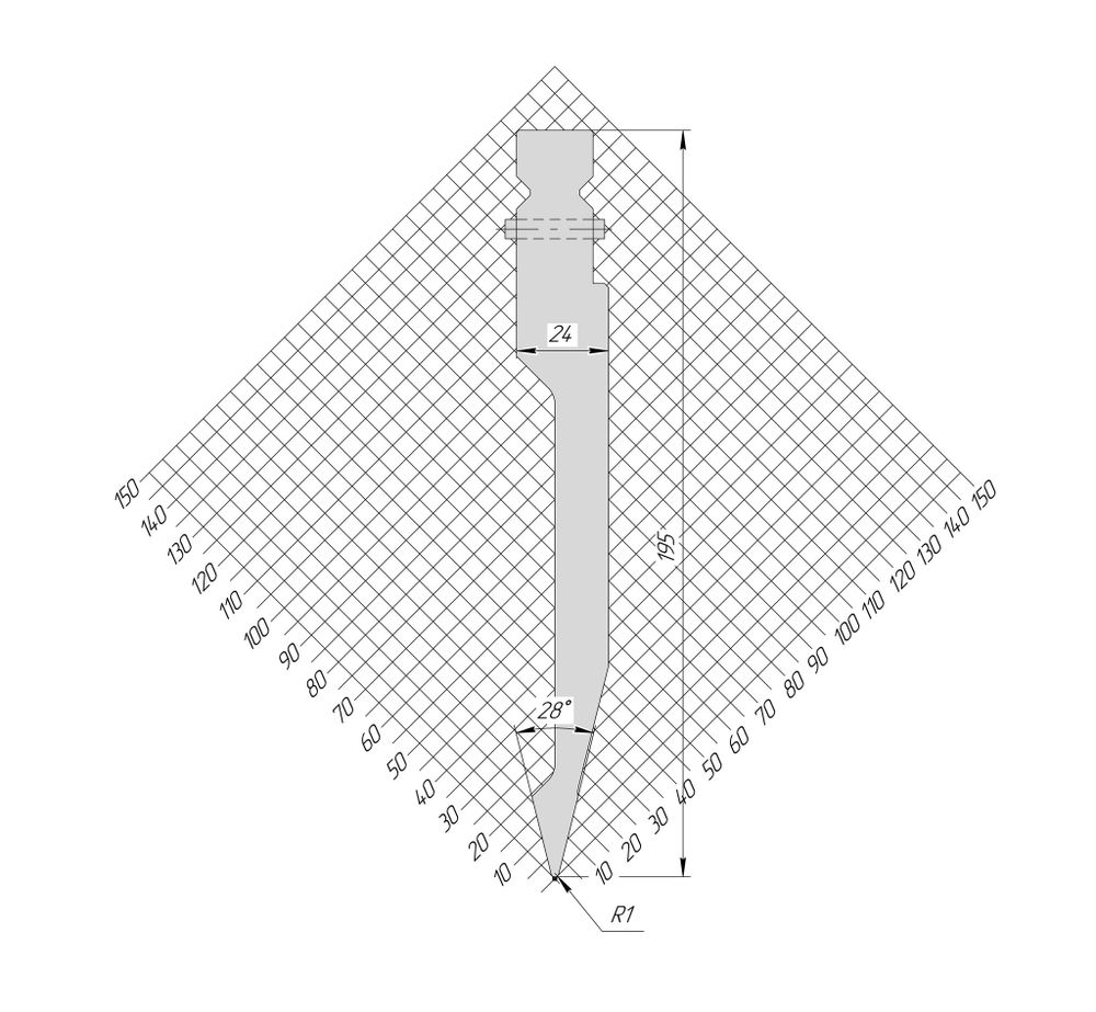 Пуансон TP 1238 28° H195 R1