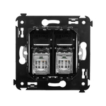 Компьютерная розетка RJ-45 в стену, кат.6 двойнаяэкранированная,"Avanti", "Черный квадрат"